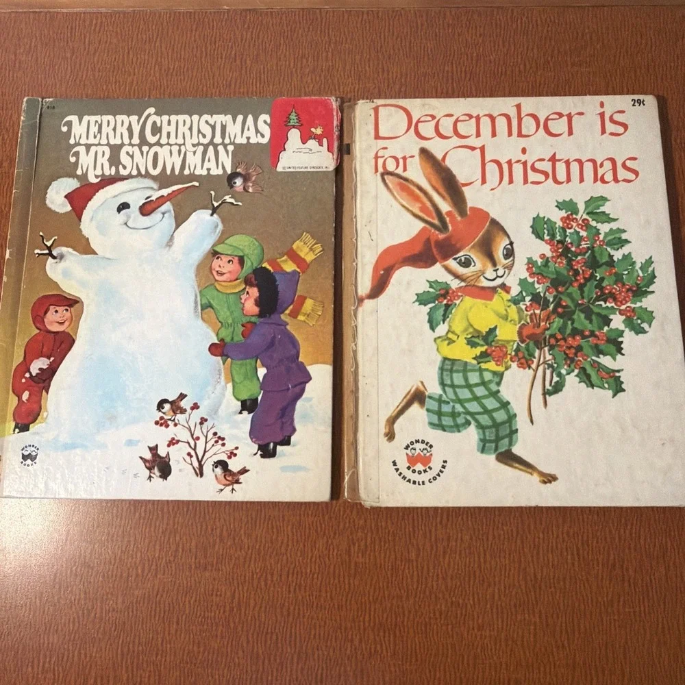 Vtg 1960's‎ Wonder Books Merry Christmas Mr. Snoman & December Is For Christmas